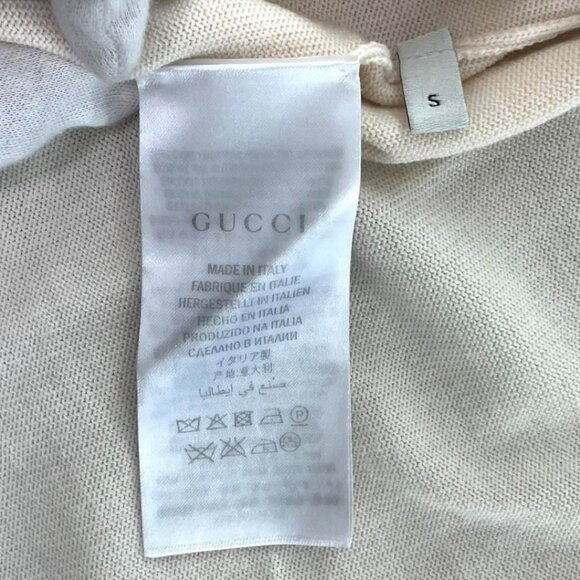 Authentic Gucci Ivory Cream Web Stripe Trimmed Buttons Wool Cardigan Sweater S - Picture 11 of 13